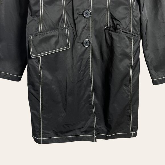 Vintage Dollhouse Black Contrast Stitching Long Coat Size Medium - Picture 5 of 7